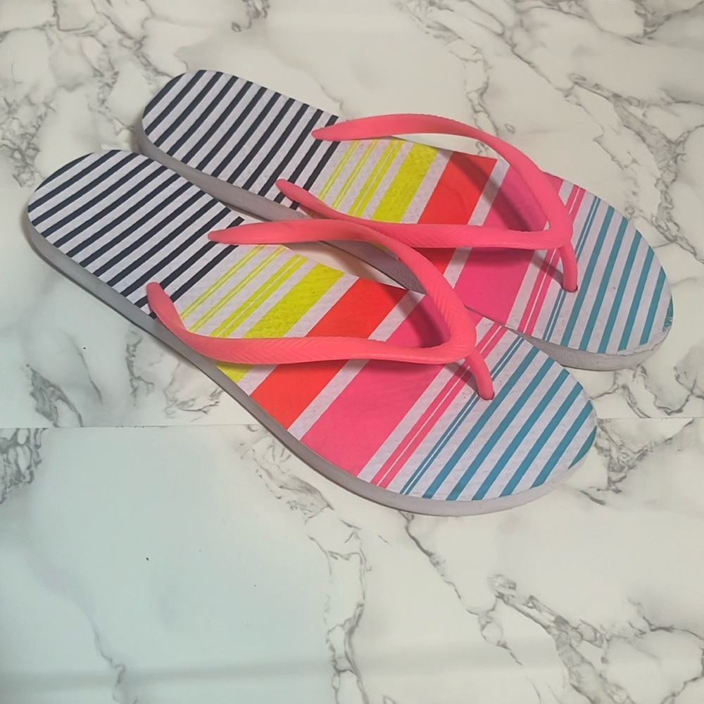 Multicolor Striped Flip Flops